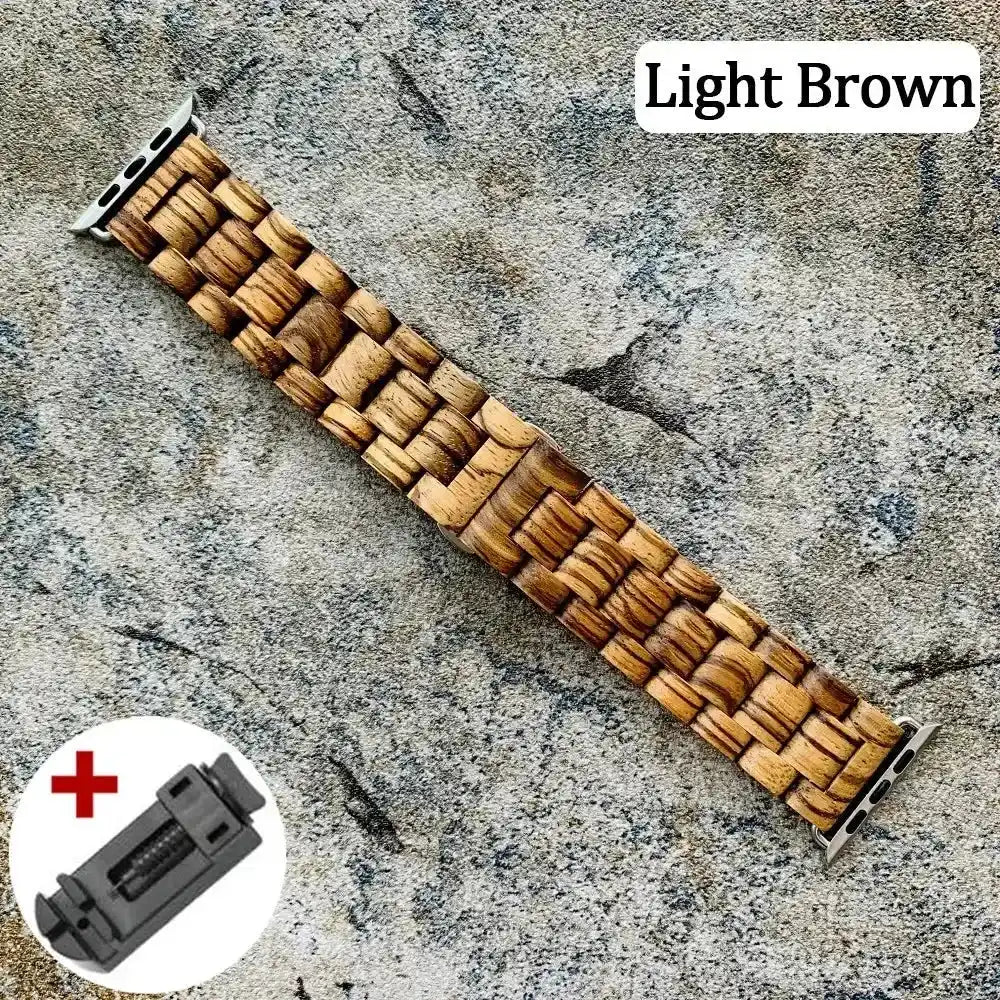 Wooden Apple Watch Band-Bands-Ali-Light Brown-44mm 45mm 49mm-Crystal Destiny