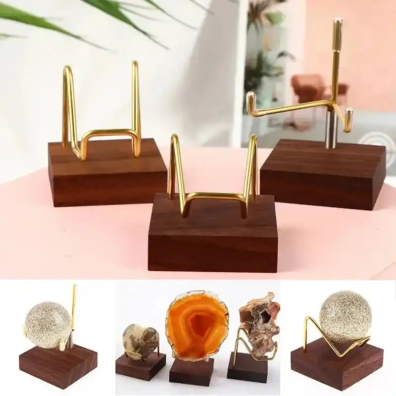 Wooden Base Mineral & Fossil Display Stand-Stands-Ali-3cm Tall-Crystal Destiny