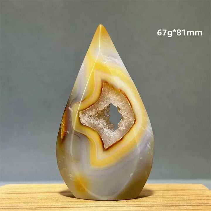 Yellow Agate freeform cave torch by Crystal Destiny, a natural mineral specimen with warm, uplifting energy.