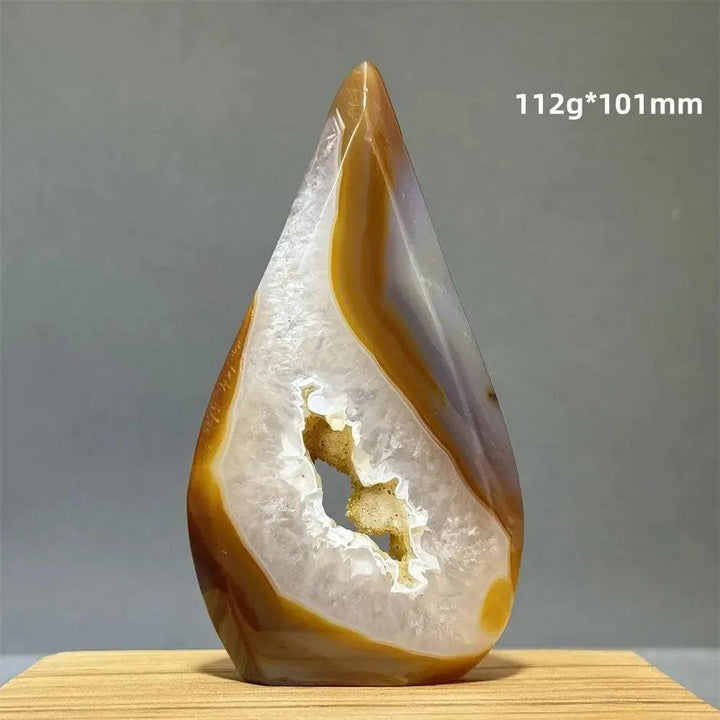Yellow Agate Freeform Cave Torch from Crystal Destiny, 112g, 101mm. Warm, uplifting natural mineral specimen.