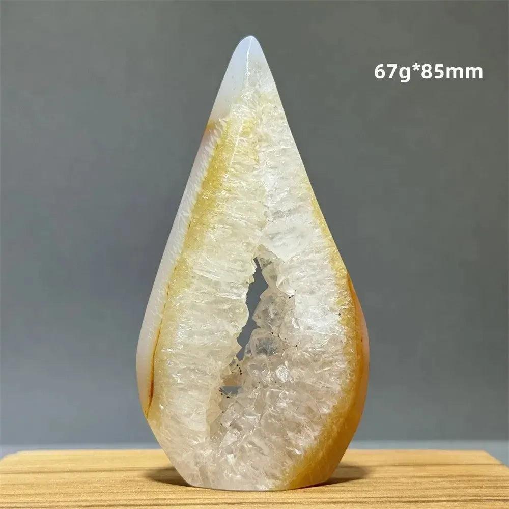 Yellow Agate Freeform Cave Torch from Crystal Destiny, a natural mineral specimen with warm golden bands.