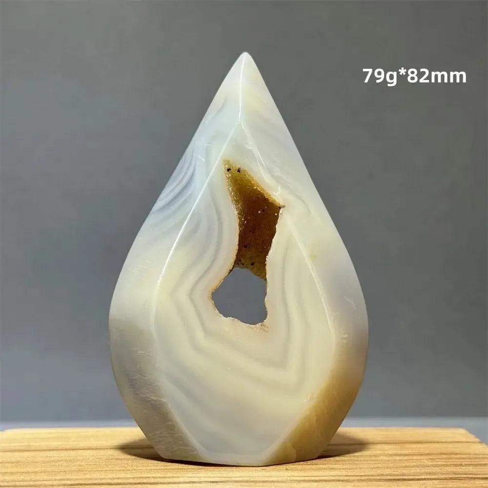 Yellow Agate Freeform Cave Torch from Crystal Destiny, 79g, 82mm. Uplifting solar stone with banded layers.