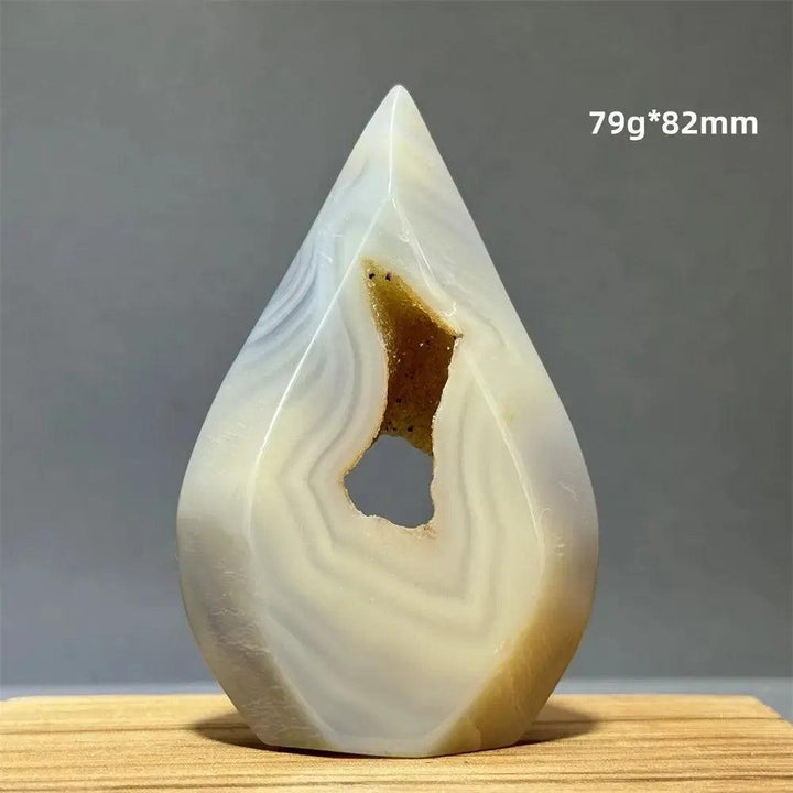 Yellow Agate Freeform Cave Torch from Crystal Destiny, 79g, 82mm. Uplifting solar stone with banded layers.