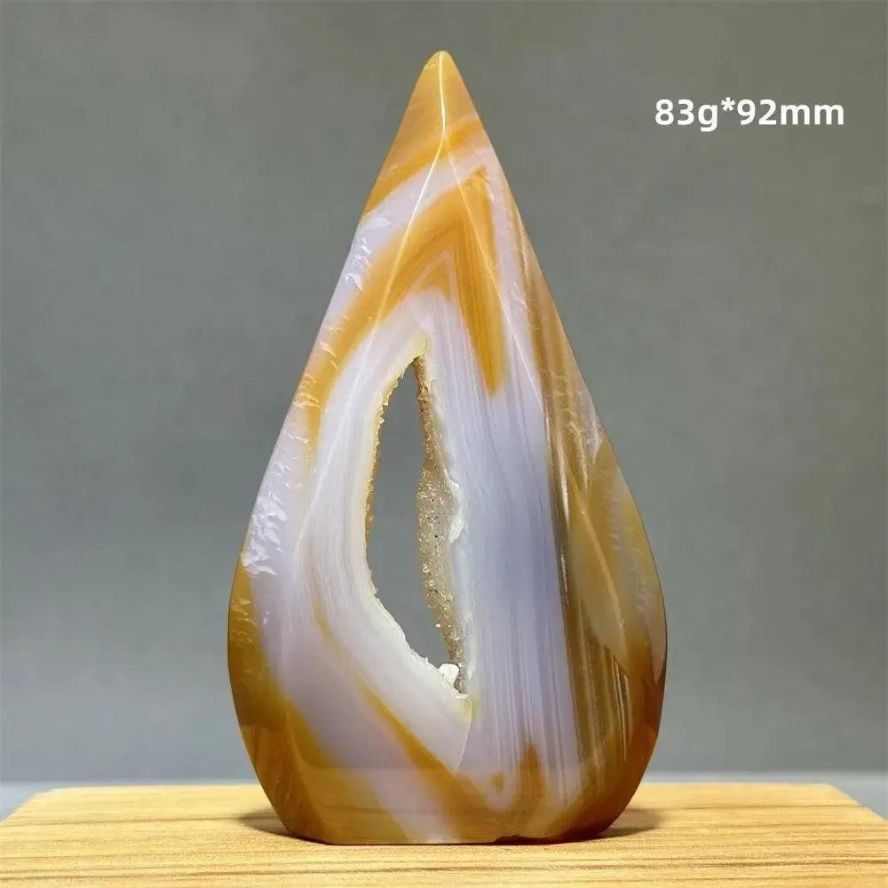 Yellow Agate Freeform Cave Torch from Crystal Destiny, 83g, 92mm. Warm, uplifting natural mineral specimen.