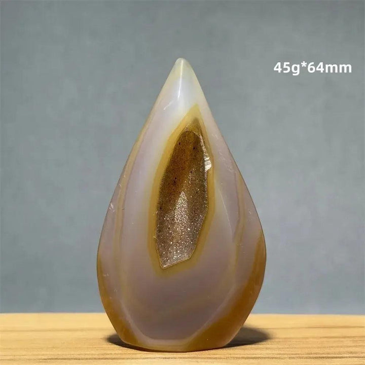 Yellow Agate Freeform Cave Torch from Crystal Destiny, 45g*64mm, with a sparkling geode interior.