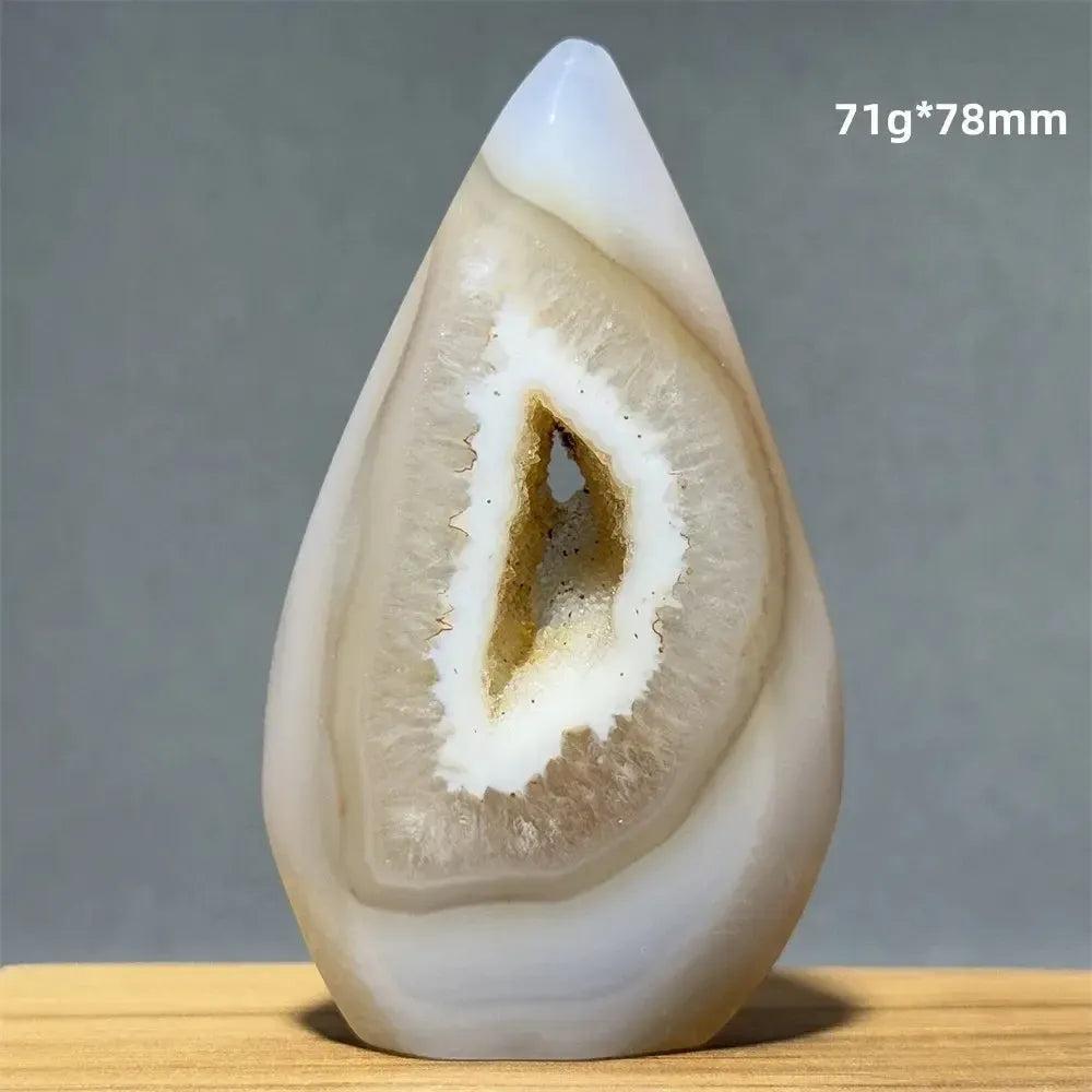 Yellow Agate Freeform Cave Torch from Crystal Destiny, 71g*78mm, with warm banded layers and a natural hollow.