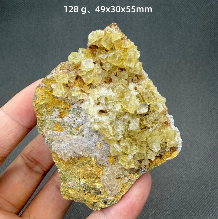 Yellow Fluorite Cubic Crystal Cluster