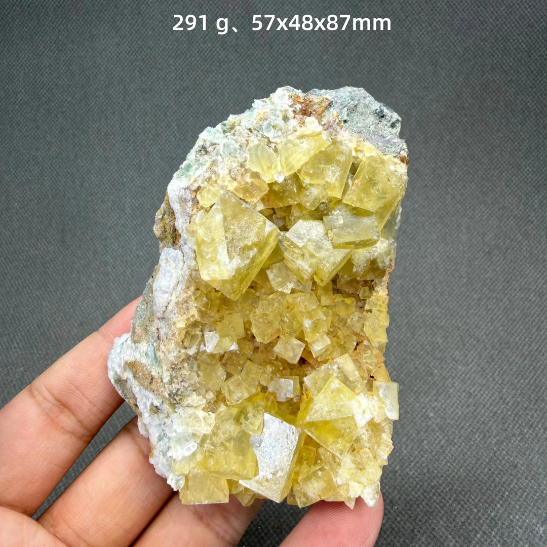 Yellow Fluorite Cubic Crystal Cluster