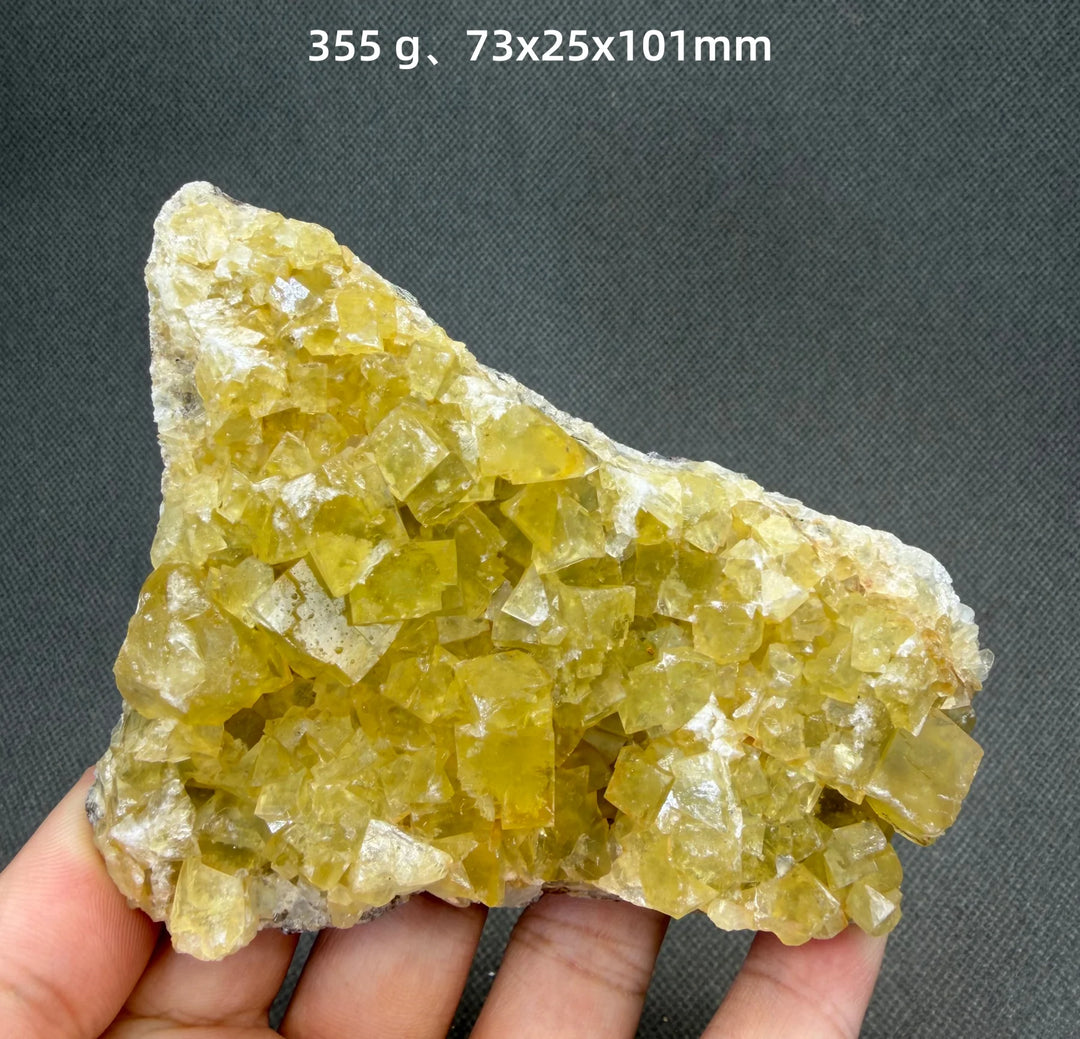Yellow Fluorite Cubic Crystal Cluster