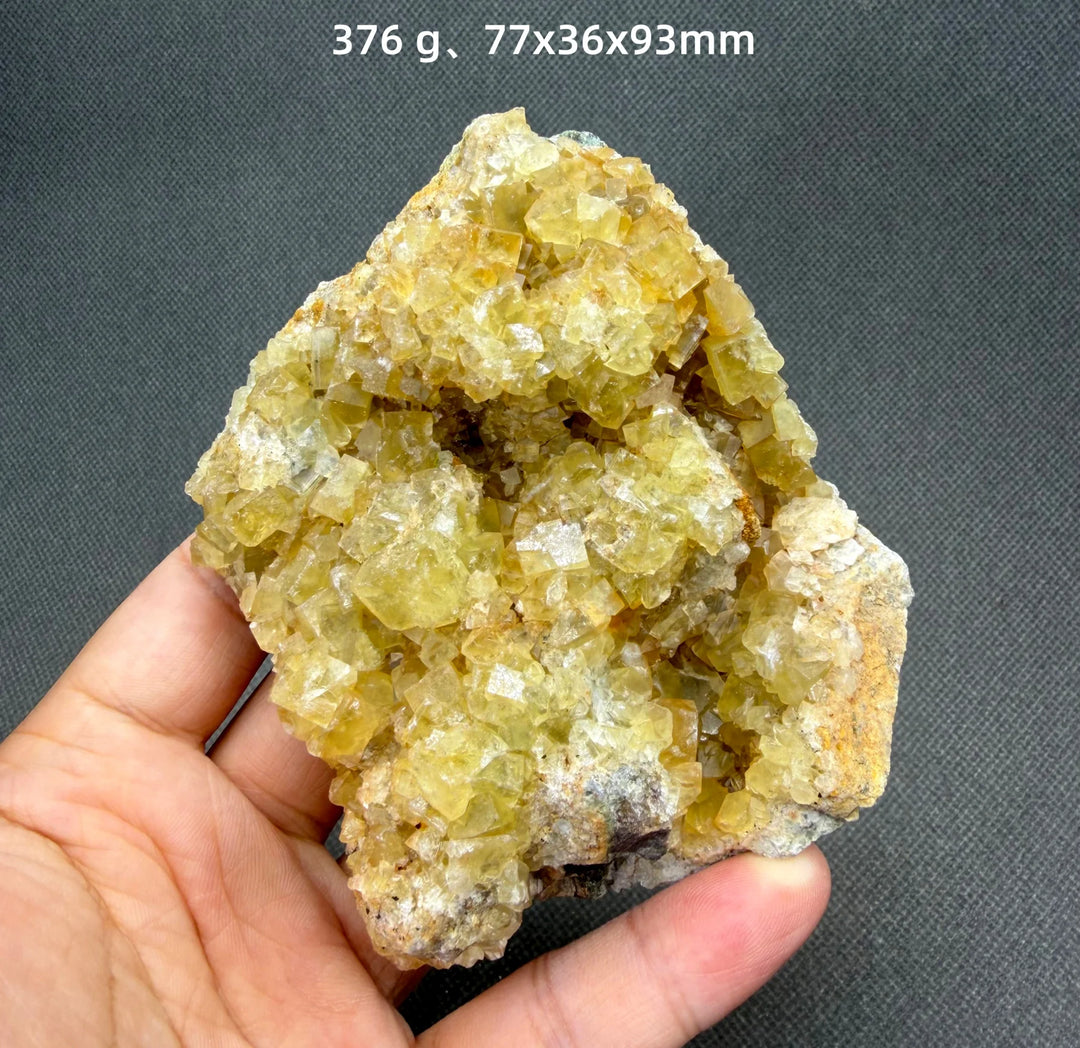 Yellow Fluorite Cubic Crystal Cluster