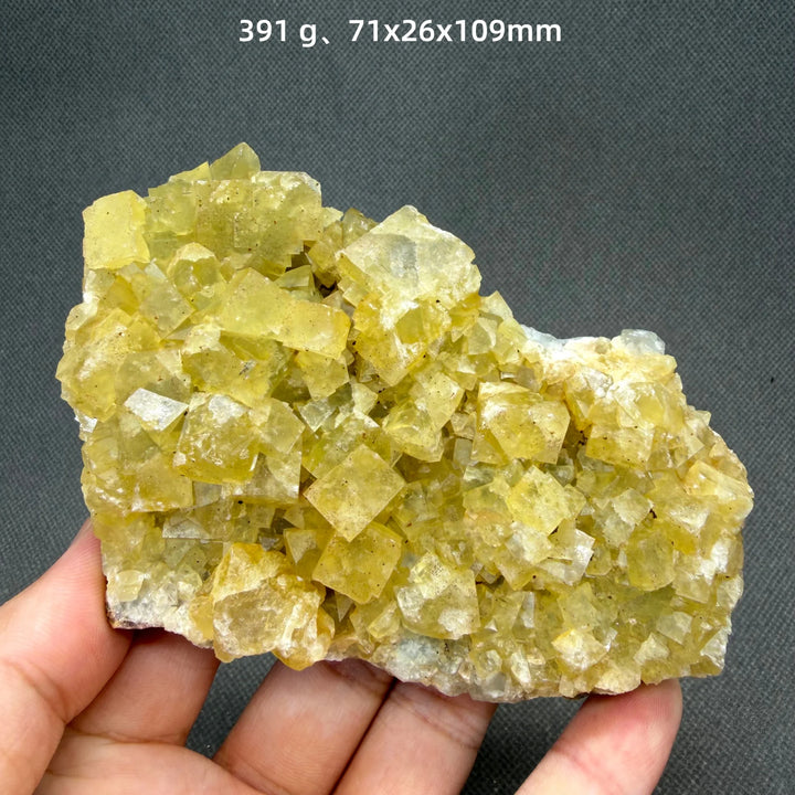 Yellow Fluorite Cubic Crystal Cluster
