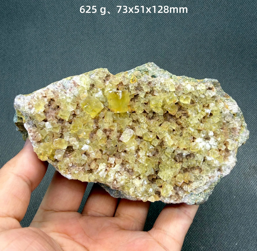 Yellow Fluorite Cubic Crystal Cluster