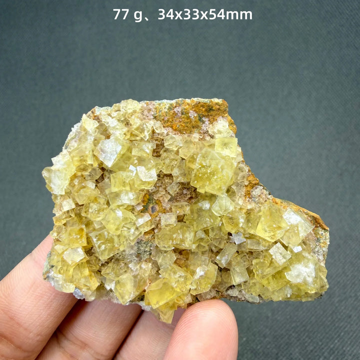 Yellow Fluorite Cubic Crystal Cluster