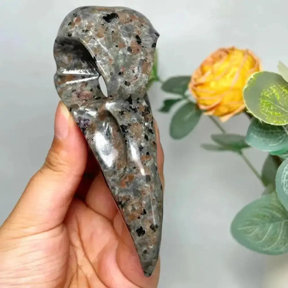 Yooperlite Crow Skull Crystal Carving UV Reactive