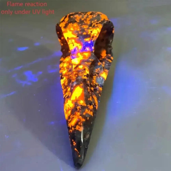 Yooperlite Crow Skull Crystal Carving UV Reactive