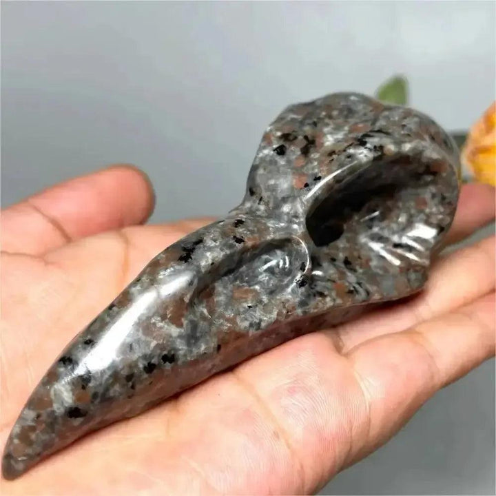 Yooperlite Crow Skull Crystal Carving UV Reactive