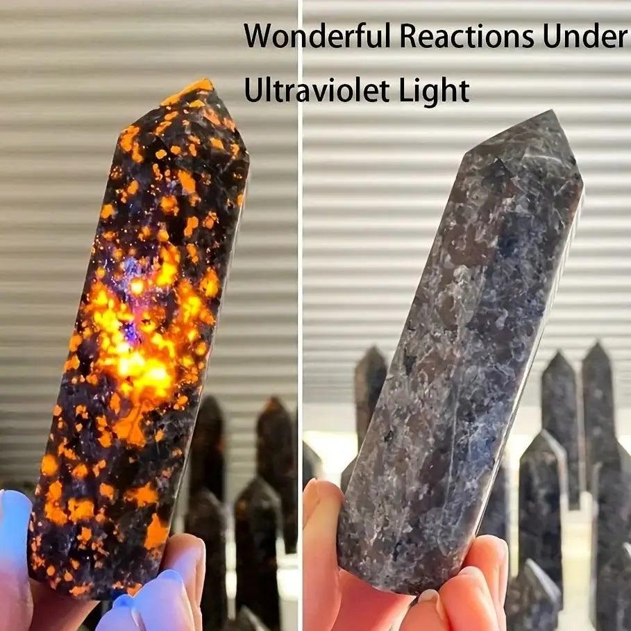 Yooperlite Crystal Tower UV Reactive Glowing Stone
