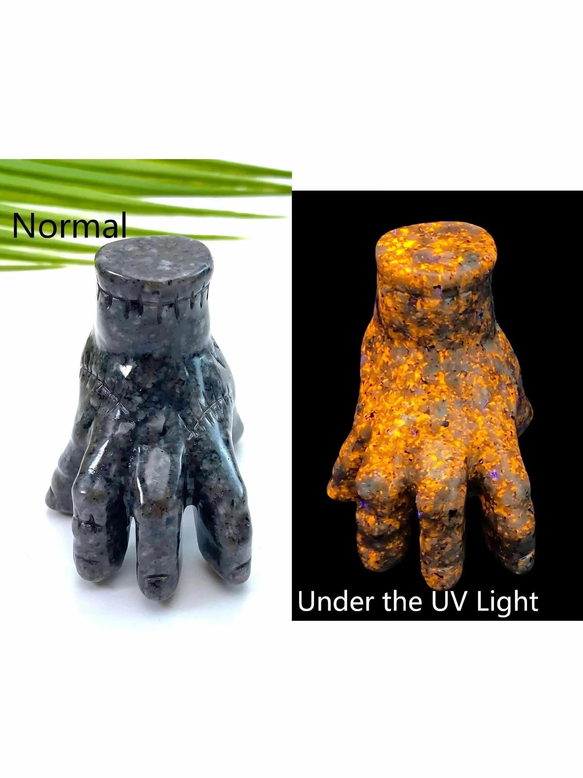 YOUNITE スティーブ サインポラロイド Yooperlite Ghost Hand Carving | UV Fluorescent Crystal | – Crystal
