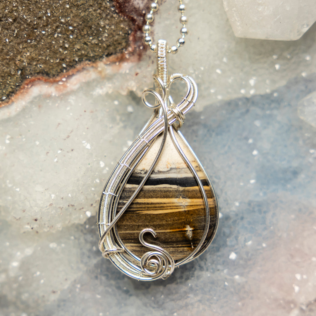 Zebra Jasper Wire Wrap Crystal Pendant-Wire Wraps-Crystal Destiny-Zebra Jasper-2.50"-Crystal Destiny