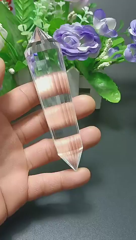 Clear Quartz 24 Faceted Crystal Vogel Wand