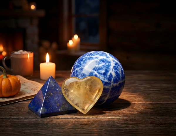 Sagittarius season crystals by candlelight